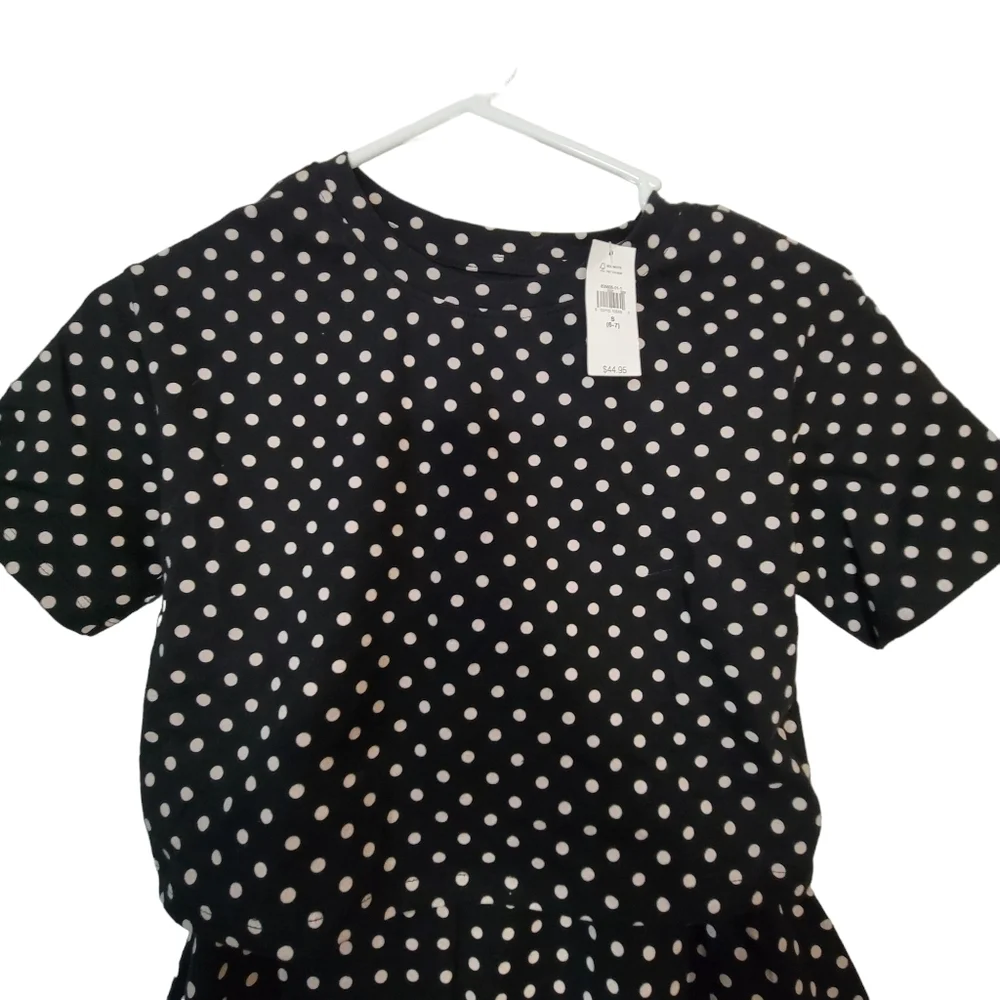 Gap kids shirt and skirt outfit black with polka dot design kids size small 6-7